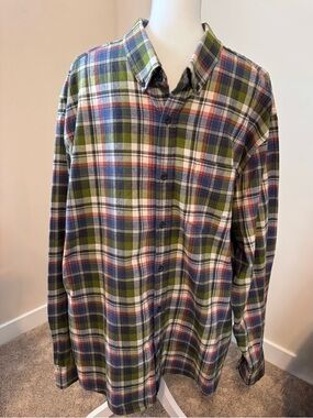 Eddie Bauer Green & Blue Plaid Button-Down Shirt